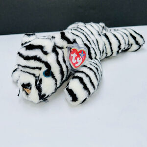 Ty Beanie Buddies BLIZZARD White Tiger W/ Ear Tag Plush 13" Stuffed Plush 2000